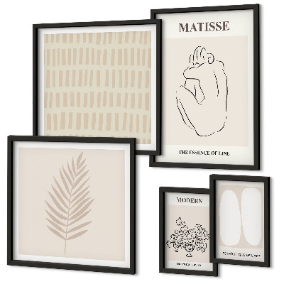 Conjunto de 5 quadros com moldura Formas de estilo minimalista
