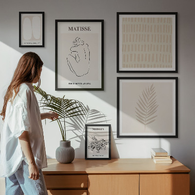 Conjunto de 5 quadros com moldura Formas de estilo minimalista