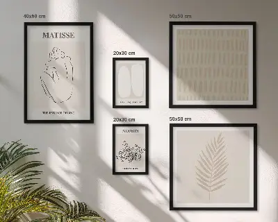 Conjunto de 5 quadros decorativos com estampas de formas minimalistas
