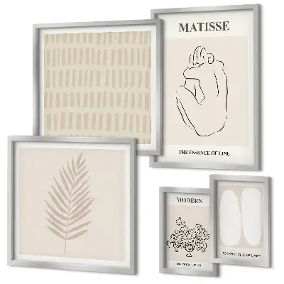 Conjunto de 5 quadros decorativos com estampas de formas minimalistas