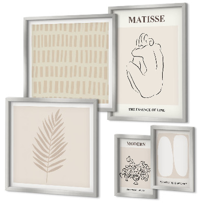 Conjunto de 5 quadros com moldura Formas de estilo minimalista