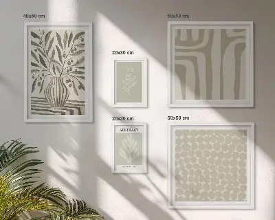 Conjunto de 5 quadros decorativos com padrões de plantas escandinavas