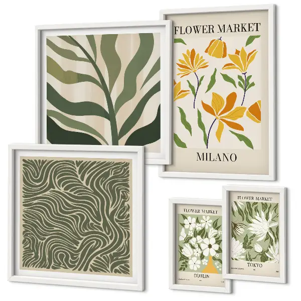 Galeria de parede com motivos vegetais modernos