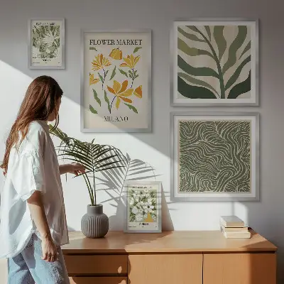 Galeria de parede com motivos vegetais modernos