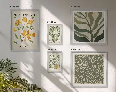 Galeria de parede com motivos vegetais modernos