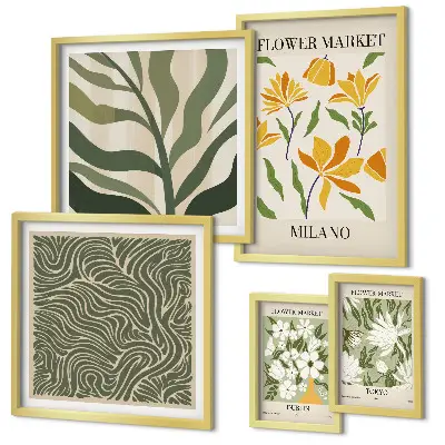 Galeria de parede com motivos vegetais modernos