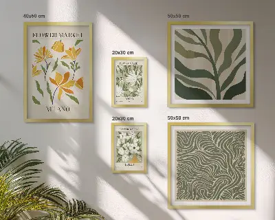 Galeria de parede com motivos vegetais modernos