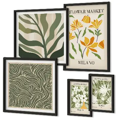 Galeria de parede com motivos vegetais modernos