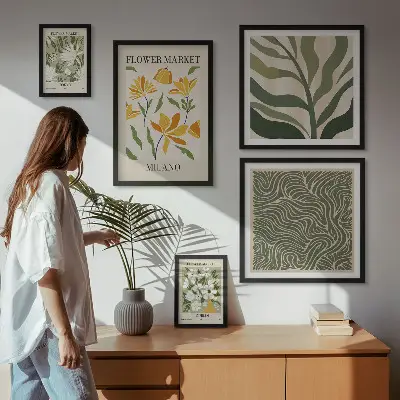 Galeria de parede com motivos vegetais modernos
