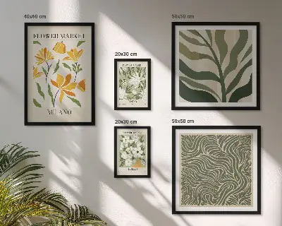 Galeria de parede com motivos vegetais modernos