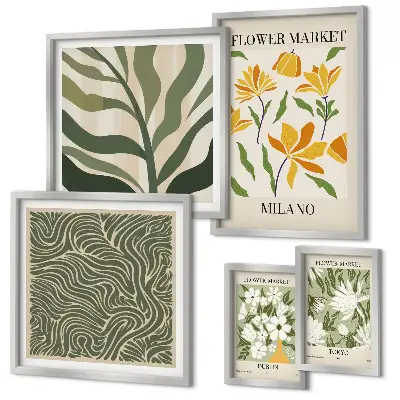 Galeria de parede com motivos vegetais modernos