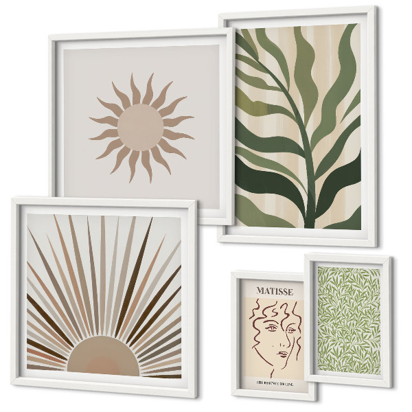 Parede galeria de quadros Gráficos abstratos e elegantes de plantas