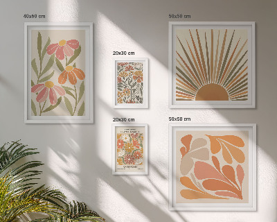 Conjunto de 5 quadros com moldura Flores geométricas em estilo boho