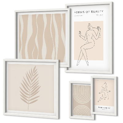 Conjunto de 5 quadros decorativos Belos motivos minimalistas