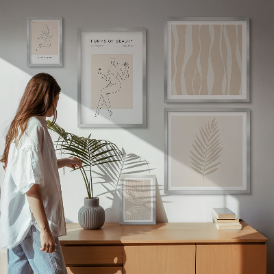Conjunto de 5 quadros decorativos Belos motivos minimalistas