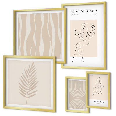 Conjunto de 5 quadros decorativos Belos motivos minimalistas