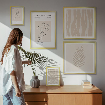 Conjunto de 5 quadros decorativos Belos motivos minimalistas