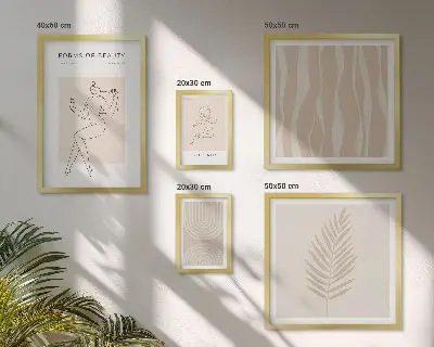 Conjunto de 5 quadros decorativos com motivos minimalistas
