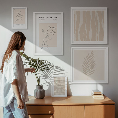 Conjunto de 5 quadros decorativos Belos motivos minimalistas
