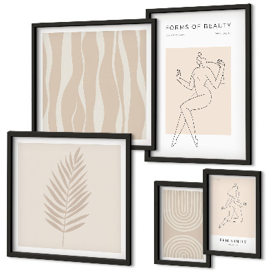 Conjunto de 5 quadros decorativos Belos motivos minimalistas