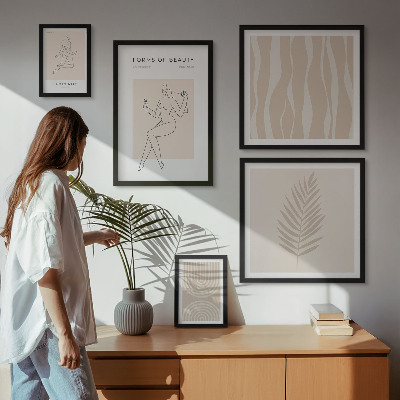 Conjunto de 5 quadros decorativos Belos motivos minimalistas