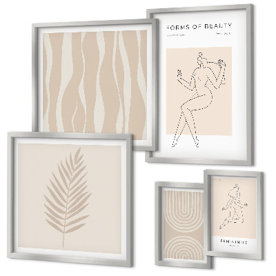 Conjunto de 5 quadros decorativos Belos motivos minimalistas