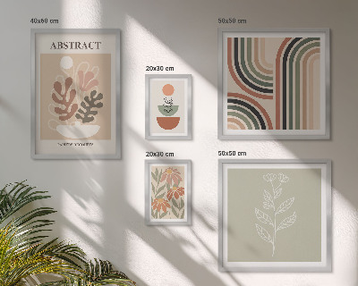 Conjunto de 5 quadros com moldura abstrações de plantas elegantes