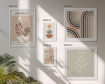 Conjunto de 5 quadros com moldura abstrações de plantas elegantes