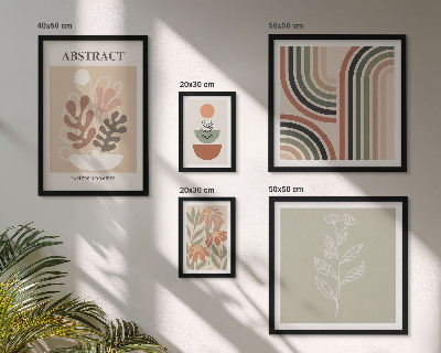 Conjunto de 5 quadros com moldura abstrações de plantas elegantes