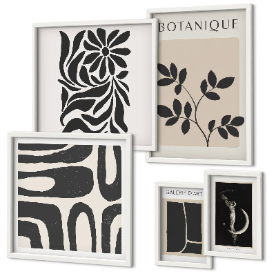 Conjunto de 5 quadros decorativos Motivos vegetais modernos