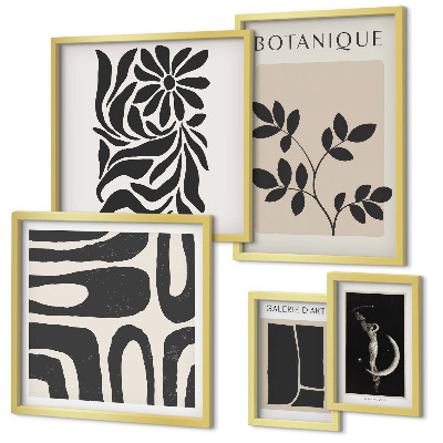 Conjunto de 5 quadros decorativos Motivos vegetais modernos