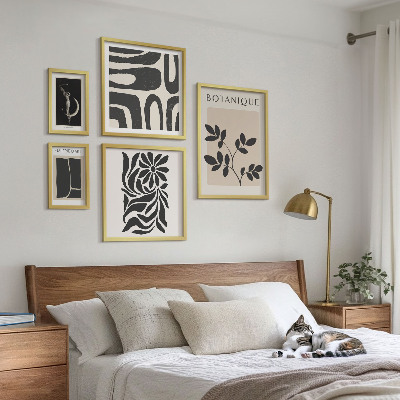Conjunto de 5 quadros decorativos Motivos vegetais modernos