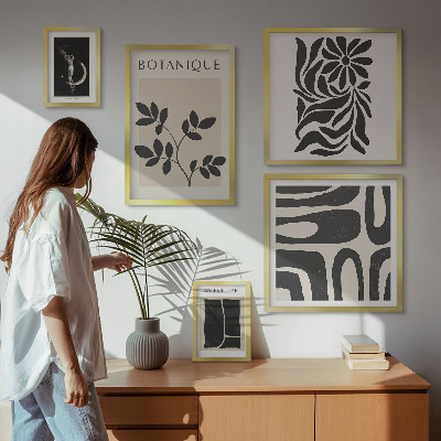 Conjunto de 5 quadros decorativos Motivos vegetais modernos