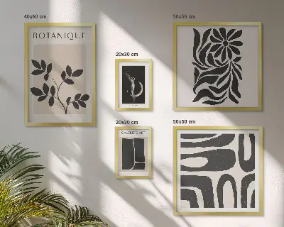 Conjunto de 5 quadros decorativos com motivos vegetais modernos