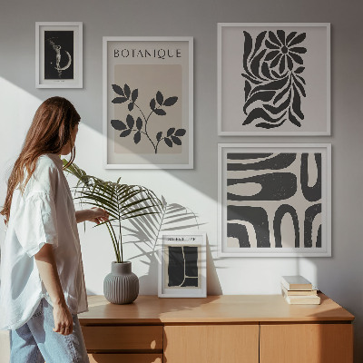 Conjunto de 5 quadros decorativos Motivos vegetais modernos