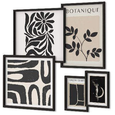 Conjunto de 5 quadros decorativos Motivos vegetais modernos
