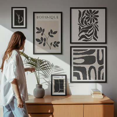 Conjunto de 5 quadros decorativos Motivos vegetais modernos