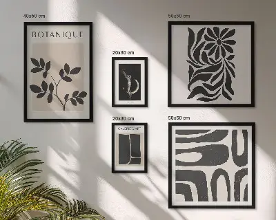 Conjunto de 5 quadros decorativos com motivos vegetais modernos