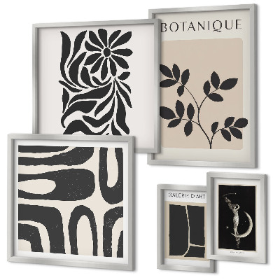 Conjunto de 5 quadros decorativos Motivos vegetais modernos