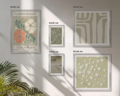 Galeria de quadros para parede com padrões boho de motivos botânicos