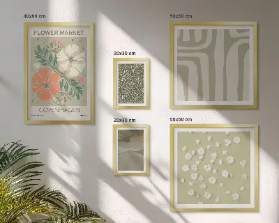 Galeria de quadros para parede com padrões boho de motivos botânicos