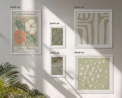 Galeria de quadros para parede com padrões boho de motivos botânicos