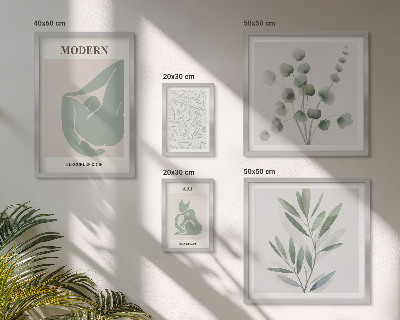 Conjunto de 5 quadros com moldura Gráficos abstratos e de plantas estilosas