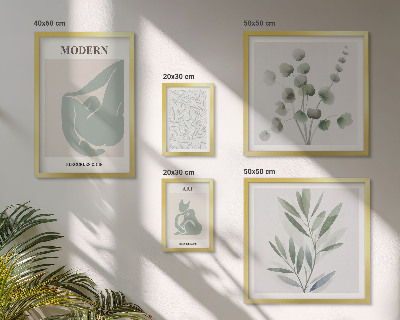 Conjunto de 5 quadros com moldura Gráficos abstratos e de plantas estilosas