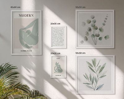 Conjunto de 5 quadros com moldura Gráficos abstratos e de plantas estilosas