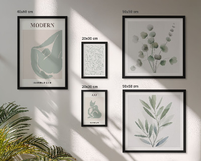 Conjunto de 5 quadros com moldura Gráficos abstratos e de plantas estilosas