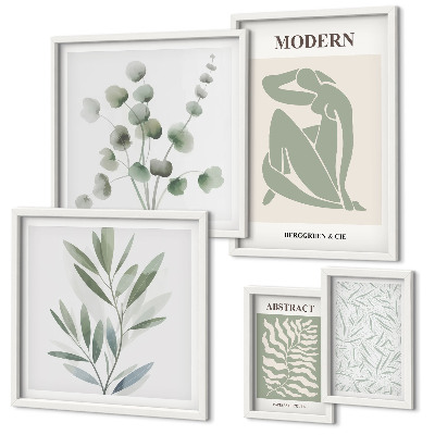 Conjunto de 5 quadros decorativos Motivos decorativos elegantes para plantas