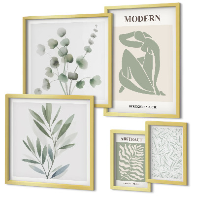 Conjunto de 5 quadros decorativos Motivos decorativos elegantes para plantas