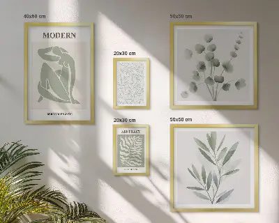 Conjunto de 5 quadros decorativos com motivos elegantes de plantas
