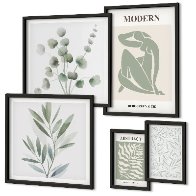 Conjunto de 5 quadros decorativos Motivos decorativos elegantes para plantas